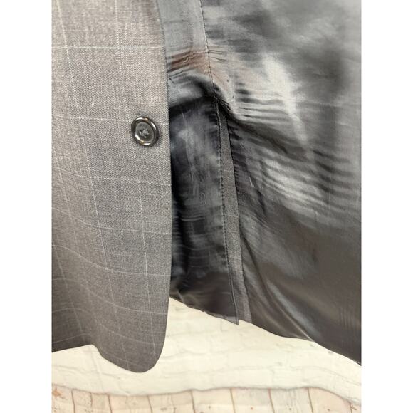 JOS. A. BANK gray check 100% wool mens jacket blazer 46L - Picture 11 of 12
